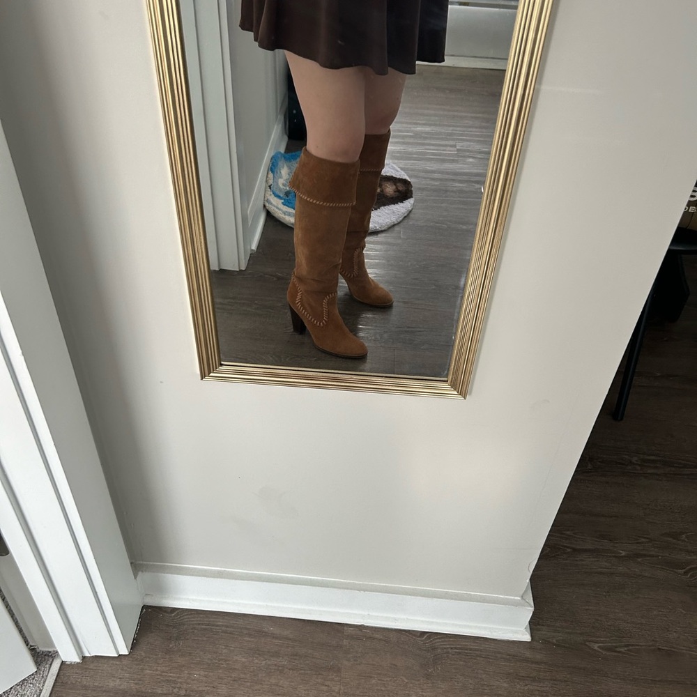 Brown Suede Knee-High Boots - Picture 2 of 6